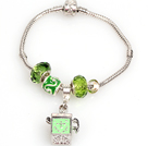 Wholesale Fashion Style Light Green Colored Glaze Charm Bracelet