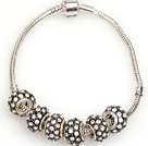 Wholesale Fashion Style Black Colored Glaze Charm Bracelet