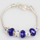 Wholesale Fashion Style Dark Blue Colored Glaze Charm Bracelet with Lobster Clasp