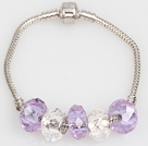 Wholesale Fashion Style Light Purple Manmade Crystal Charm Bracelet