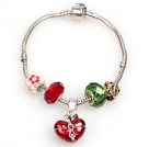 Wholesale Fashion Style Red and Green Colored Glaze Charm Bracelet with Wish Box Pendant