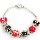 Fashion Style Red and Black Colored Glaze Charm Bracelet