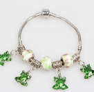 Fashion Style Green Colored Glaze Charm Bracelet with Frog Pendant