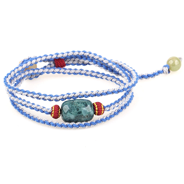 Wholesale Agate Lucky Blue Grey Braided Rope Hand Rope