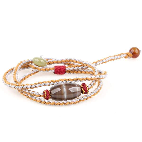 Wholesale Agate Lucky Orange Grey Braided Rope Hand Rope
