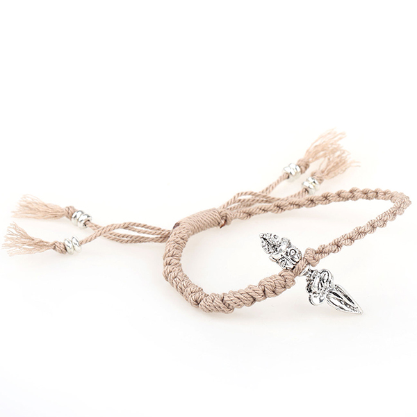 Xizang Buddhist Amulet Light Coffee Color Braided Rope Hand Rope